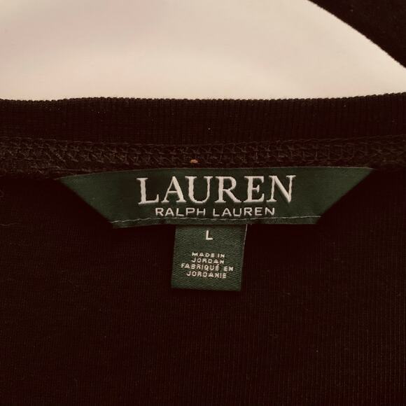 LAUREN RALPH‎ LAUREN Top Blouse Crew Neck Faux Suede Elbow Patches Shoulder Zip - Picture 11 of 13